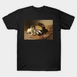 Playing Kittens By John Henry Dolph Digitally Enhanced T-Shirt